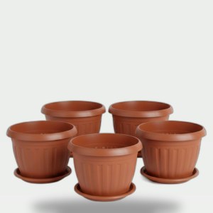 Set of 5 German Plant Pots 20 cm with Tray