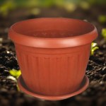 German Plant Pots 25 cm with Tray (Set of 5)