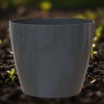 Round Royal Planter "Compass" with Tray - 30 cm Black
