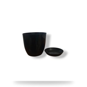Black Decorative Planter 17 cm with Plate