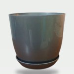 Decorative Planter 17 cm with Plate (Gray)