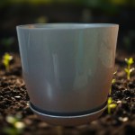 Decorative Planter 17 cm with Plate (Gray)
