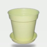 11 cm Plastic Planter with Self-Draining Saucer (Yellow)