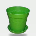Plastic Planter 11 cm with Self-Draining Saucer (Green Phosphorescent)