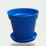Plastic Planter 11 cm with Self-Draining Saucer (Blue)
