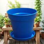 Plastic Planter 11 cm with Self-Draining Saucer (Blue)