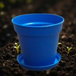 Plastic Planter 11 cm with Self-Draining Saucer (Blue)