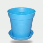 أصيص زرع بلاستيك مقاس 11 سم بتصريف ذاتي مع طبق (Baby Blue)