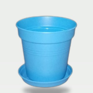 Plastic Planter 11 cm with Self-Draining Saucer (Baby Blue)