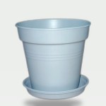 Plastic Planter 11 cm with Self-Draining Saucer (Lead Gray)