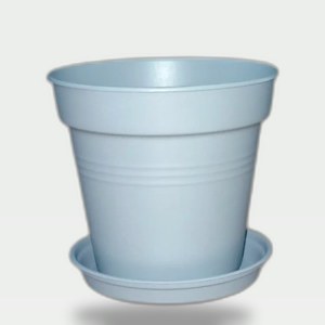 Plastic Planter 11 cm with Self-Draining Saucer (Lead Gray)
