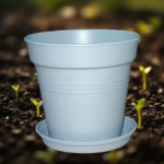 Plastic Planter 11 cm with Self-Draining Saucer (Lead Gray)