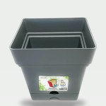 18cm Square Planter - Gray