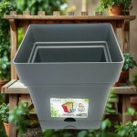 18cm Square Planter - Gray