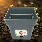 18cm Square Planter - Gray