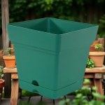 18cm Square Planter - Olive Green