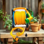 Professional Garden Hose 25m with Reel, Stand & Multi-Pattern Spray Gun